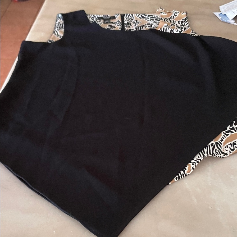 Alfani Black and Tan Animal Print Top